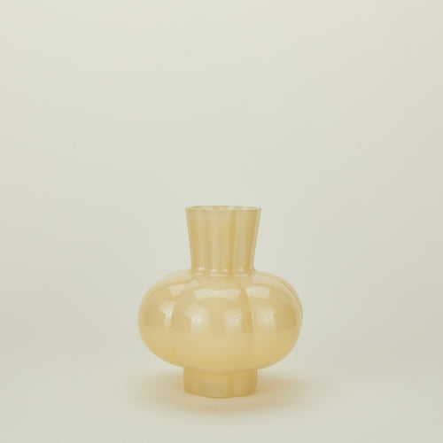 Opaque yellow glass pleated vase