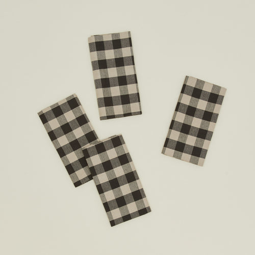 Essential Gingham napkins set of 4 in ivory/flax