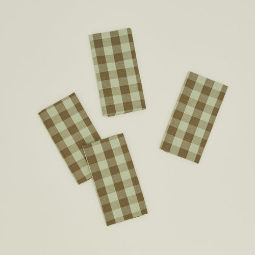 Essential Gingham napkins set of 4 in sage/olive