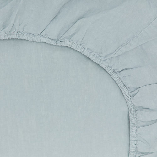 Simple Linen Fitted Sheet - Sky